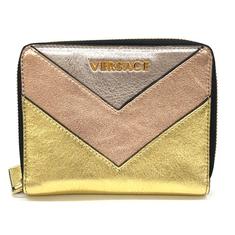 Versace Logo Rundes Reißverschluss Klappbeutel Leder Multicolor P11633