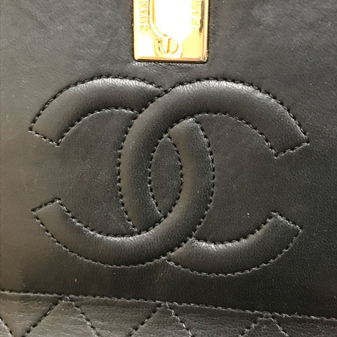 シャネル CHANEL マトラッセ ターンロック チェーン ショルダーバッグ レザー ブラック P12617