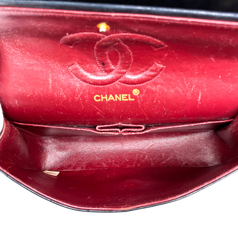 シャネル CHANEL チェーン Wフラップ マトラッセ ラム ショルダーバッグ VINTAGE 中古 定番 ブラック WS1563