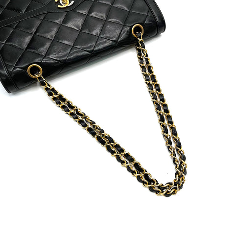 Chanel Lambskin Matelasse W-Flap-Kette Paris Limited Umhängetasche Schwarz WS1564