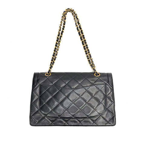 Chanel Lambskin Matelasse W-flap Chain Paris Limited Shoulder Bag Black WS1564