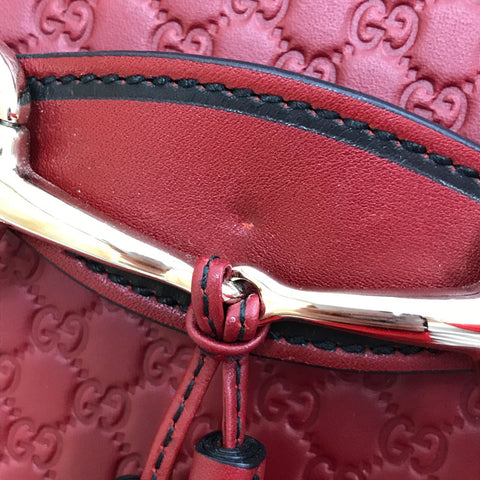 Gucci Micro Guccishima肩带皮革红色P11757