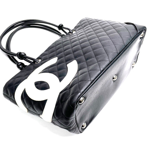 シャネル CHANEL カンボンライン トートバッグ VINTAGE 中古 定番 ブラック WS1561