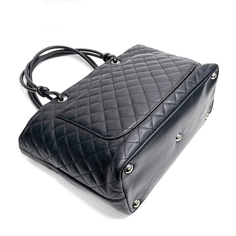 シャネル CHANEL カンボンライン トートバッグ VINTAGE 中古 定番 ブラック WS1561