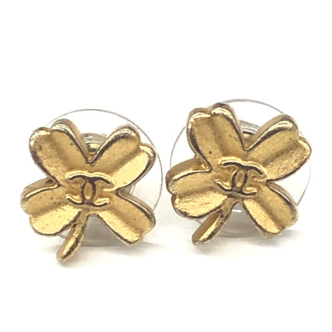 Chanel CHANEL Coco Mark Clover Earring Gold C2418