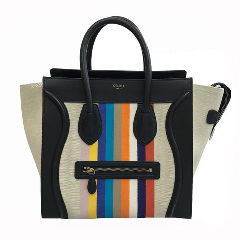 Celine -Gepäck Handtasche Leinwand x Leder Multicolor P11769