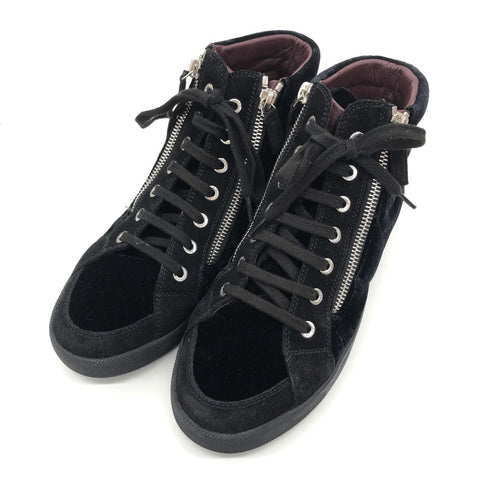 Chanel Coco Mark High Cut 38 Sneakers Velours Schwarz P11777