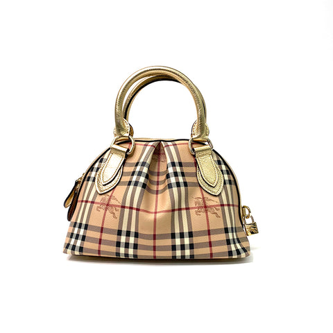 バーバリー BURBERRY ノバチェック ハンドバッグ PVC ベージュ WS2215