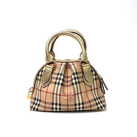 バーバリー BURBERRY ノバチェック ハンドバッグ PVC ベージュ WS2215