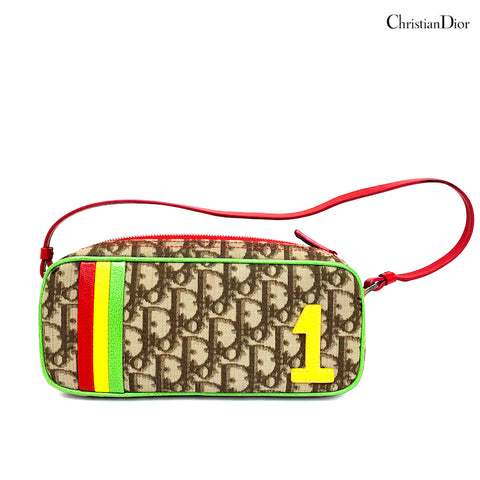 Christian Dior Accessory Trotter One Sac à main sac à main Couleur Rasta Brown x jaune WS2046