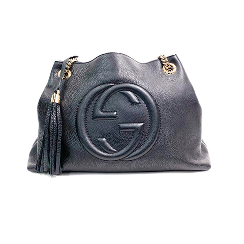 グッチ GUCCI SOHO インターロッキング ショルダーバッグ カーフ ブラック WS2206