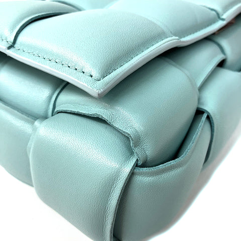 Bottegaveneta Kassette 2010-2020 Umhängetasche Vintage verwendet klassische Lambskin Aqua Blue WS2007