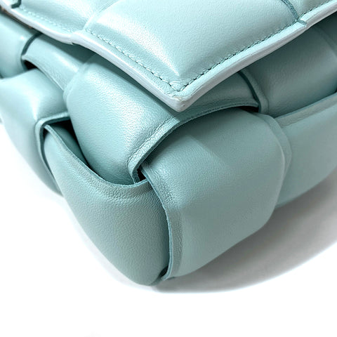 Bottegaveneta Kassette 2010-2020 Umhängetasche Vintage verwendet klassische Lambskin Aqua Blue WS2007