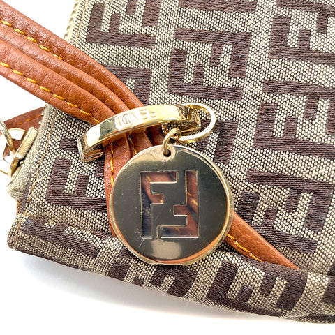 Fendi Zucchino ff Charme Handtasche Leinwand Beige WS2276