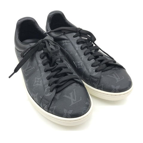 Louis Vuitton Black Leather and Monogram Eclipse High Top Sneakers