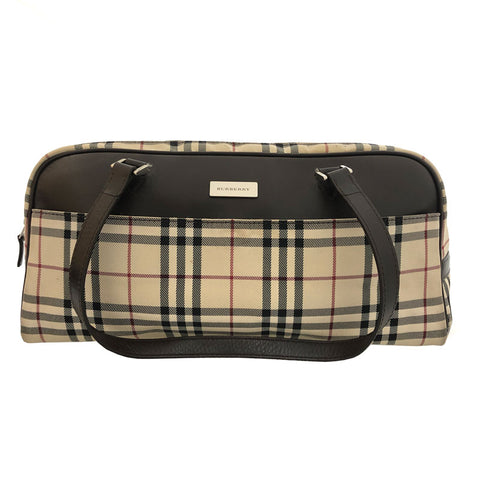 バーバリー BURBERRY ノバチェック ショルダーバッグ キャンバス レザー ベージュ×ブラウン C2583