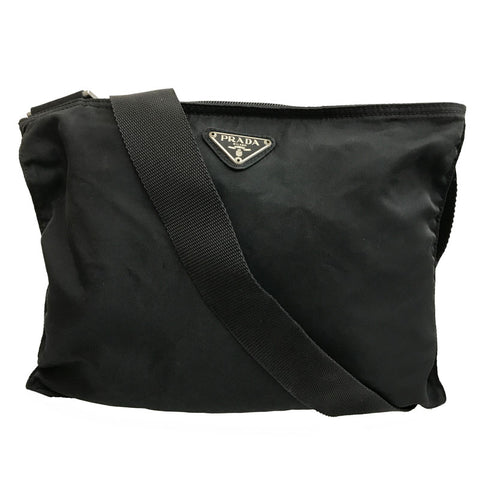 PRADA Triangle Logo Shoulder Bag Nylon Black P12112