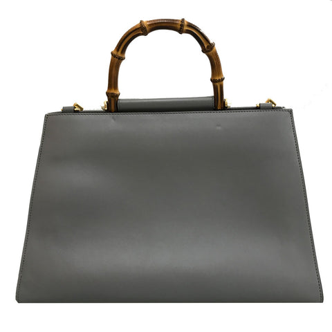 Gucci Bamboo 2way Hand Shoulder Bag Leather Grey P12131
