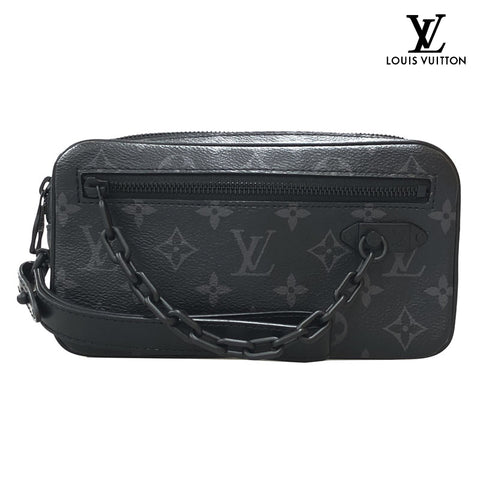 路易威登(Louis Vuitton)会标日食POCHETTE VOLGA VIRGIL ABLOH M68321离合器袋PVC皮革黑色P12242