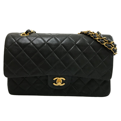 CHANEL Paris Limited Quilted W Flap Turnlock Chain Shoulder Bag GHW Black  Z1490