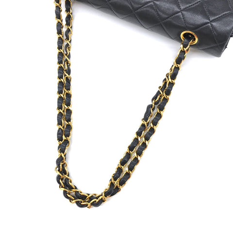 Chanel Chanel Doppelklappe Mattesequet -Burlenketten -Umhängetasche Leder Black P12132