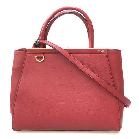 Fendi toujour logo 2way Hand Umhängetasche Leder Rot P12377
