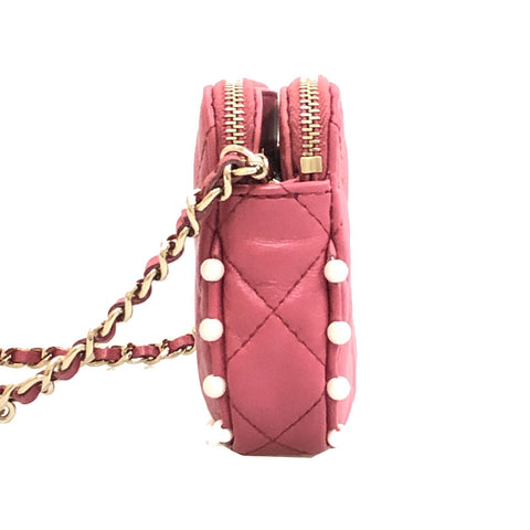 Chanel chanel matrasse coco mark portefeuille chaîne en cuir rose EIT0287