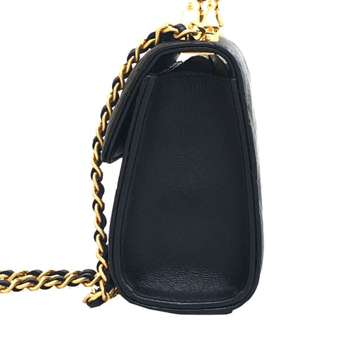 Chanel CHANEL Matrasse Coco Mark Chain Shoulder Bag Leather Black