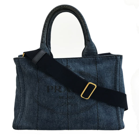 Prada PRADA Kanapa 2WAY Hand Shoulder Bag Denim Blue C2903 – NUIR 