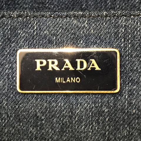 プラダ PRADA カナパ 2WAY ハンド ショルダーバッグ デニム ブルー