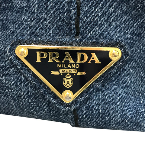 Prada Prada Kanapa 2Way手肩袋牛仔布蓝色C2903