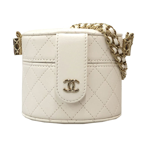 Chanel CHANEL Vanity Minimatelasse Chain Shoulder Bag Leather White P12595