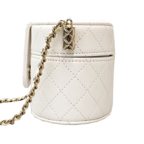 white chanel vanity case handbag
