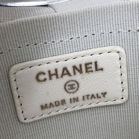 Chanel Chanel Eitelkeit minima Trasse Ketten Umhängetasche Leder Weiß P12595