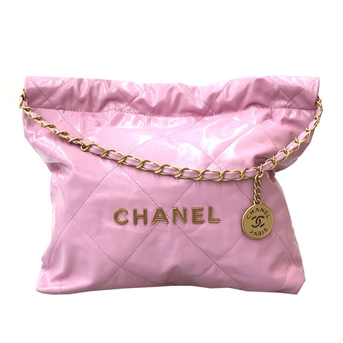 Chanel Chanel Matrasse Logo -Kette Handtasche Leder Pink EIT0323