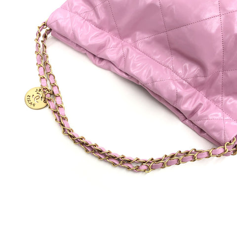 Chanel Chanel Matrasse Logo -Kette Handtasche Leder Pink EIT0323