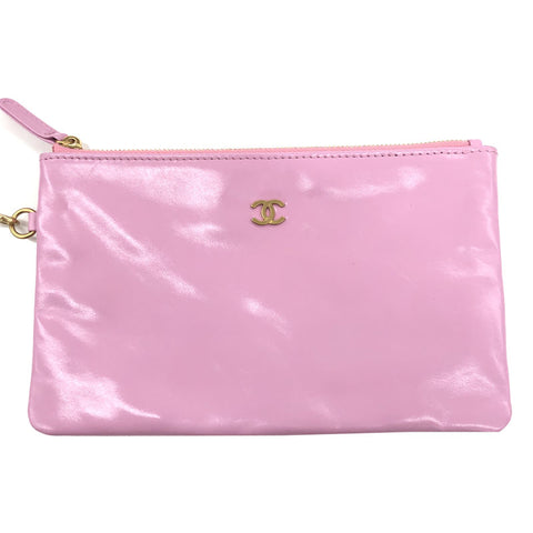 Chanel Chanel Matrasse Logo -Kette Handtasche Leder Pink EIT0323