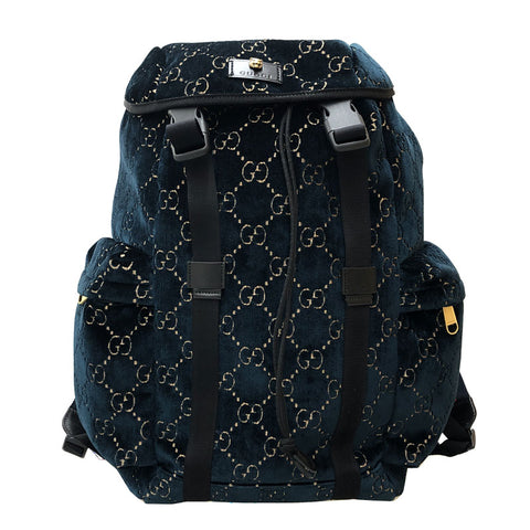 Gucci Gucci Velvet Guccishima Sherry Line Rucksack/Daypack Velor Green P12634