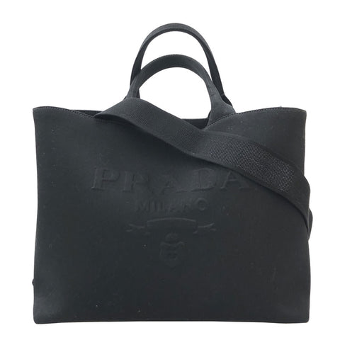 Prada Prada Triangle徽标2Way手提袋肩袋帆布黑色P12633