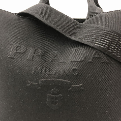 プラダ PRADA トライアングルロゴ 2WAY ハンド トート ショルダーバッグ キャンバス ブラック P12633