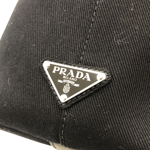 プラダ PRADA トライアングルロゴ 2WAY ハンド トート ショルダーバッグ キャンバス ブラック P12633
