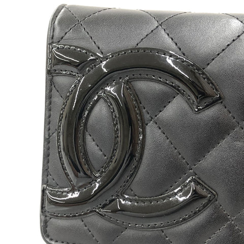 Chanel Chanel Cambon Ligne Portefeuille Chaîne en cuir noir EIT0580P12626