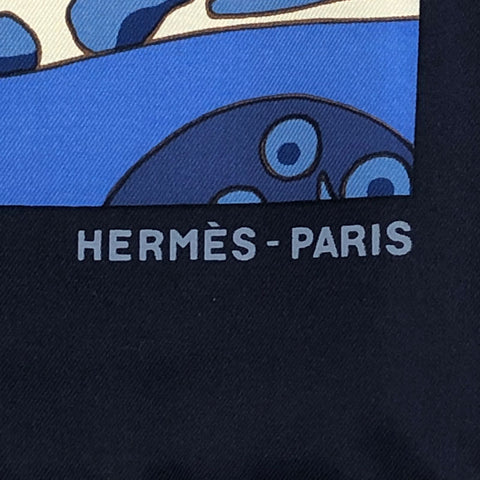 エルメス HERMES カレ90 フィッシュ柄 深海 魚 マンボー スカーフ 