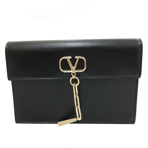 Valentino Logo Clutch Bag Leder Black P12326