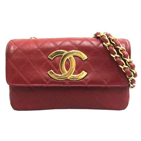 Chanel CHANEL Minima Trasse Vico Role Chain Shoulder Bag Leather Red C –  NUIR VINTAGE