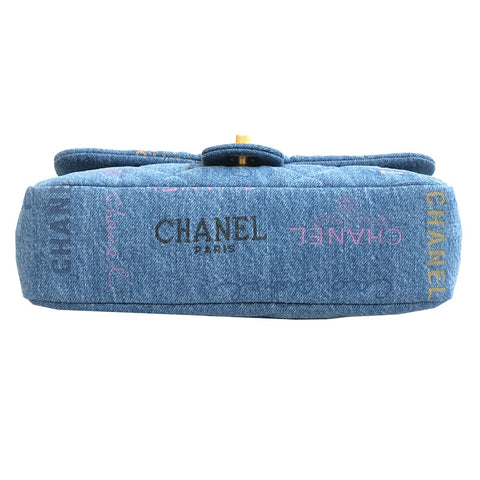 Chanel CHANEL Small Flap Turn Rock Chain Shoulder Bag Denim Blue C2884 –  NUIR VINTAGE