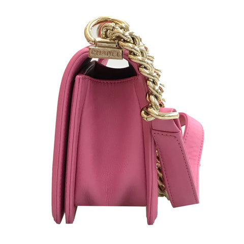 Chanel CHANEL Boy Channel Chain Shoulder Bag Leather Pink EIT0338 – NUIR  VINTAGE