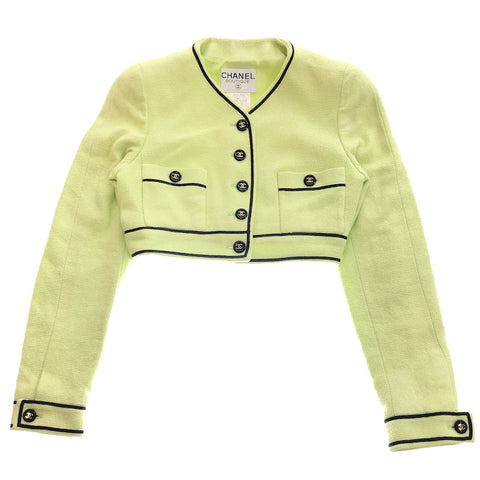 Chanel CHANEL Coco Button Short Length Jacket 95P Light Green