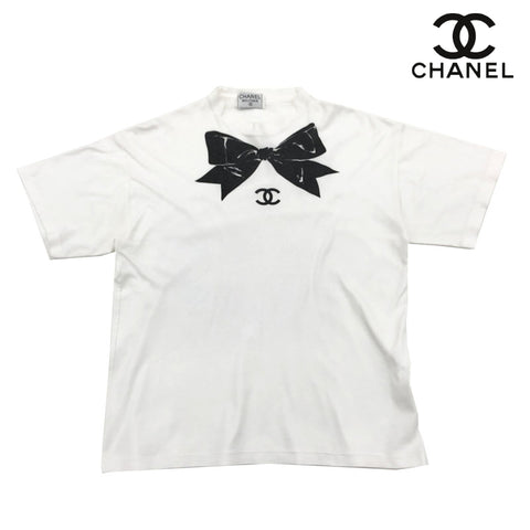 シャネル CHANEL リボン ココマーク 半袖Ｔシャツ ホワイト eit0369P11202