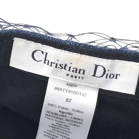 クリスチャンディオール Christian Dior ロゴ ベレー帽 デニム ブルー eitm0172